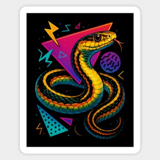 Retro Neon Albino Checkered Garter Snake Sticker